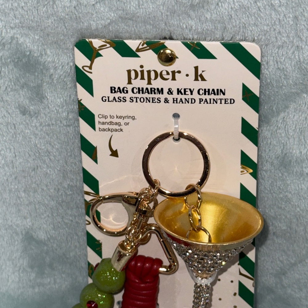 pipe•k Gold, Green and Red Bag Charm & Key Chain - Picture 4 of 7